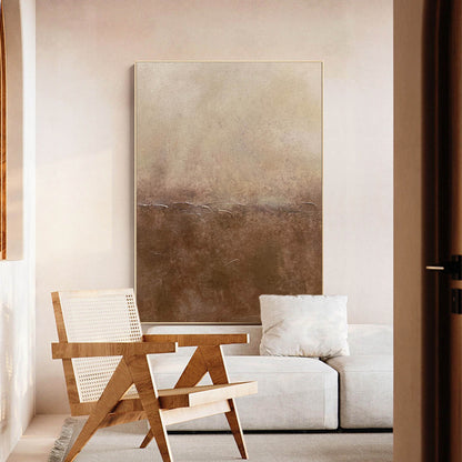 Elegant Brown Abstract Oil Painting for a Minimalist Home Decor Style