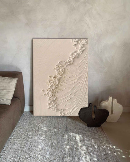 Tranquil Beach Wave Abstract Oil Painting for Coastal Home Decor