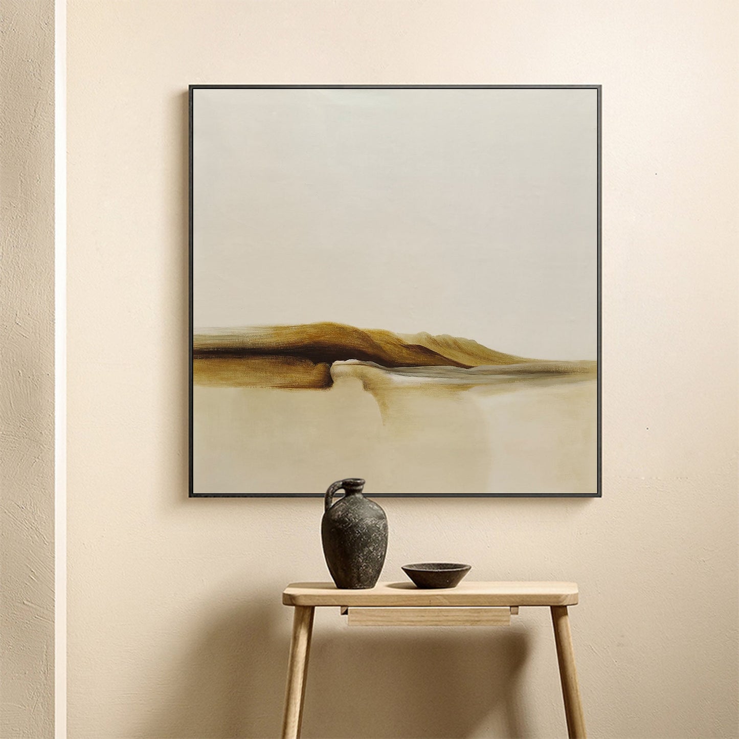 Serene Minimalist Landscape Oil Painting for Modern Home Decor