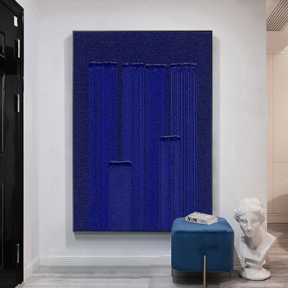 Vibrant Klein Blue Abstract Minimalist Oil Painting for Modern Home Decor