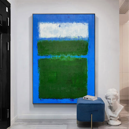 Vibrant Blue Green Abstract Oil Painting for Modern Home D√©cor