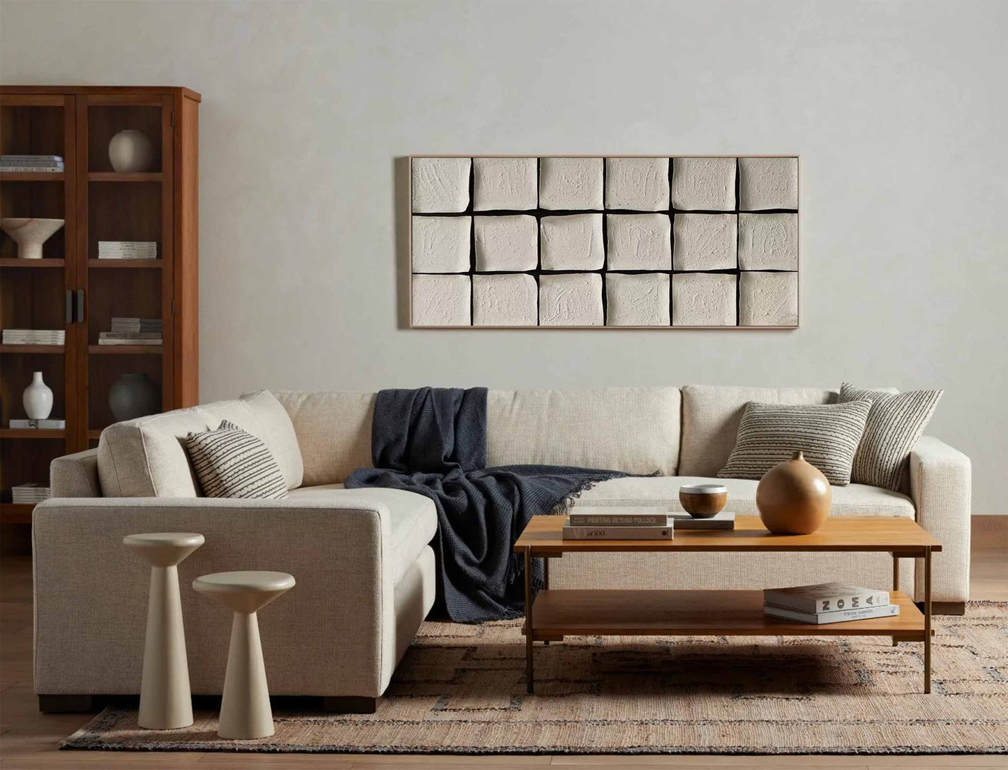 Modern Minimalist Geometric Oil Painting for Contemporary Home Decor