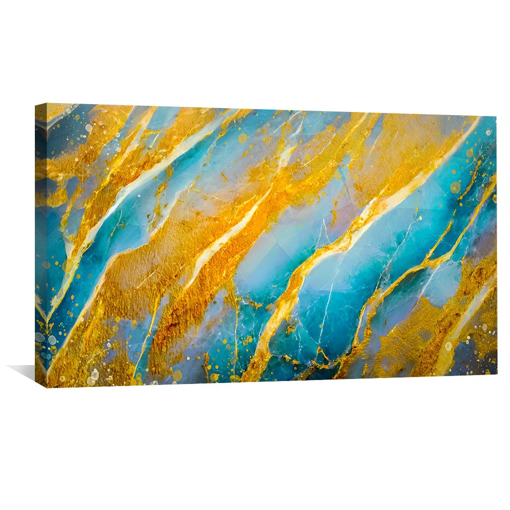Abstract Gold and Blue Oil Painting for Elegant Home Decor
