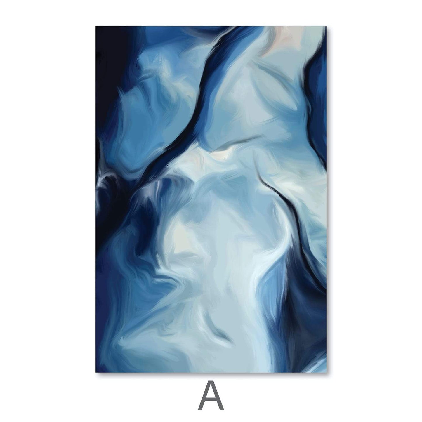 Serene Blue Abstract Ocean Waves Oil Painting for Modern Home Décor