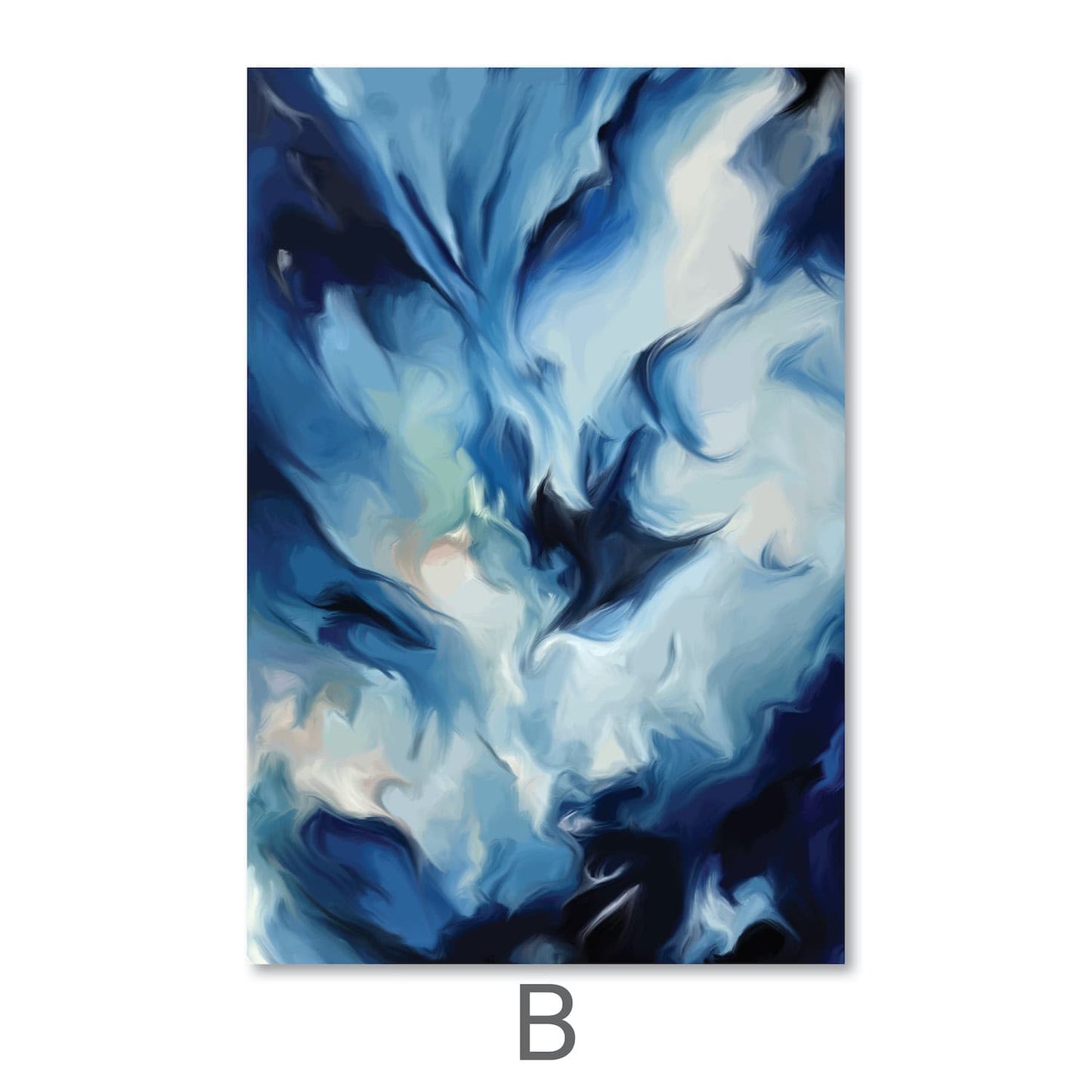 Serene Blue Abstract Ocean Waves Oil Painting for Modern Home Décor