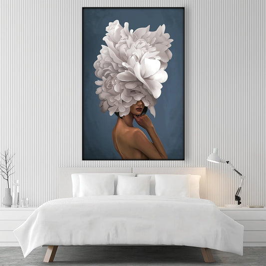 Floral Elegance: Captivating Oil Painting of a Woman with Blossoms