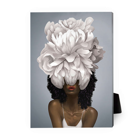 Stunning Floral Portrait of Elegant Woman on Canvas Wall Art