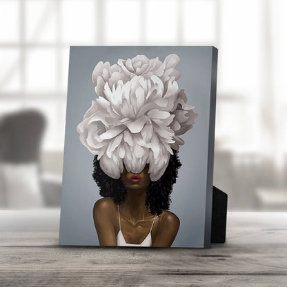 Stunning Floral Portrait of Elegant Woman on Canvas Wall Art