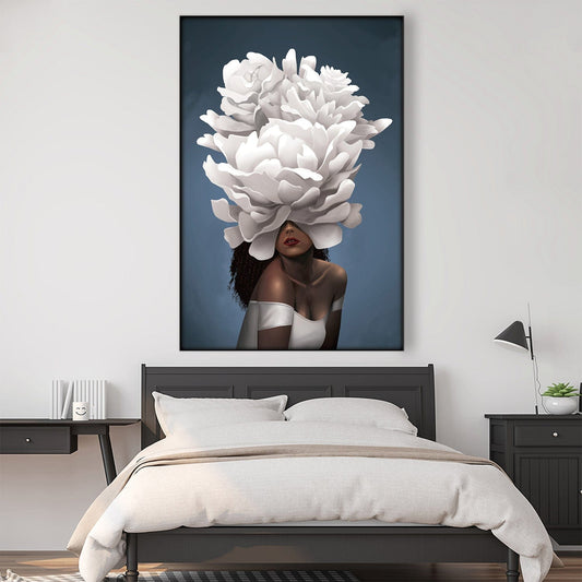 Enchanting Floral Elegance: Stunning Oil Painting of Graceful Woman