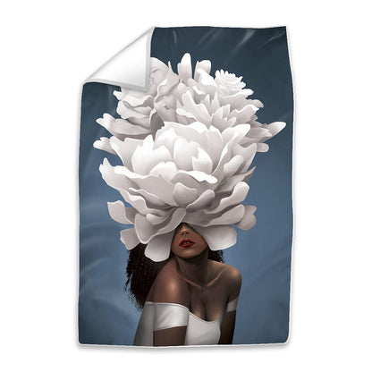 Enchanting Floral Elegance: Stunning Oil Painting of Graceful Woman