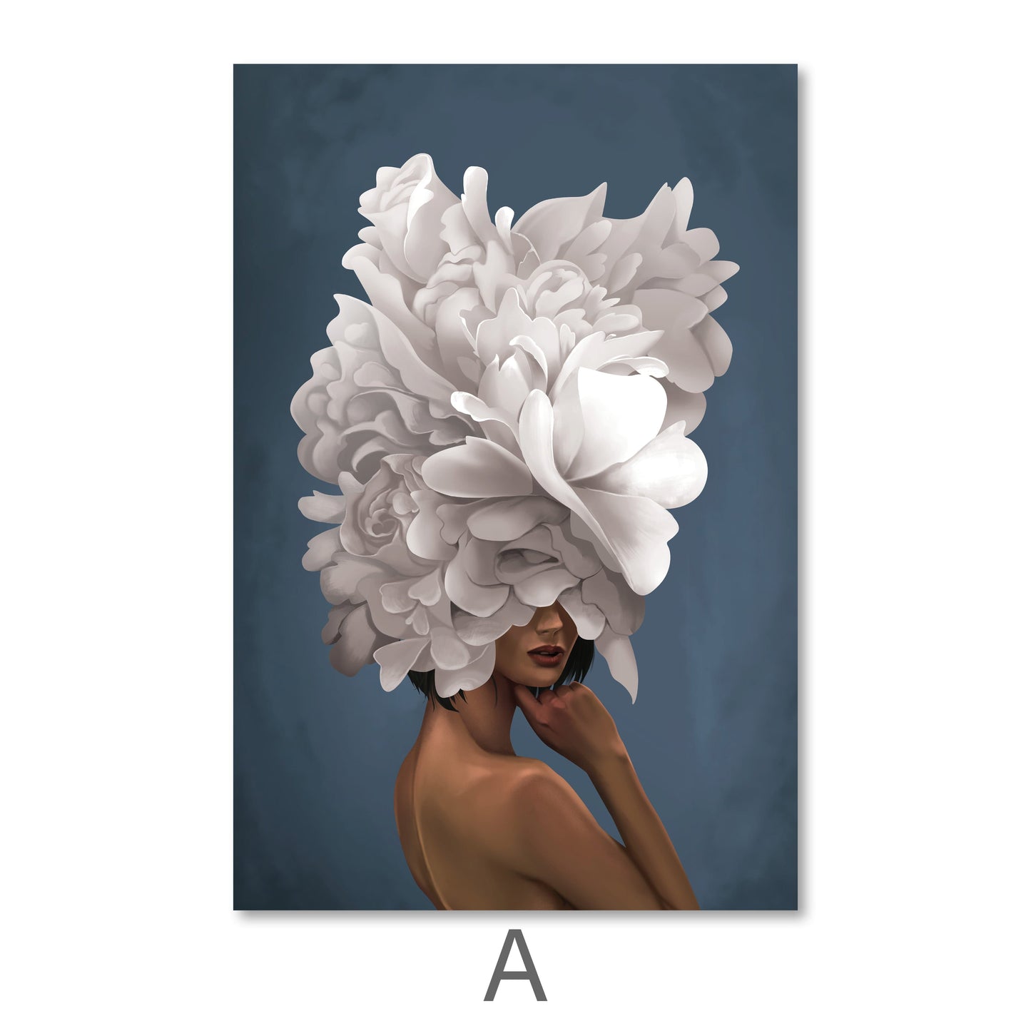 Stunning Floral Elegance: Oil Painting of Graceful Woman with Floral Headpiece