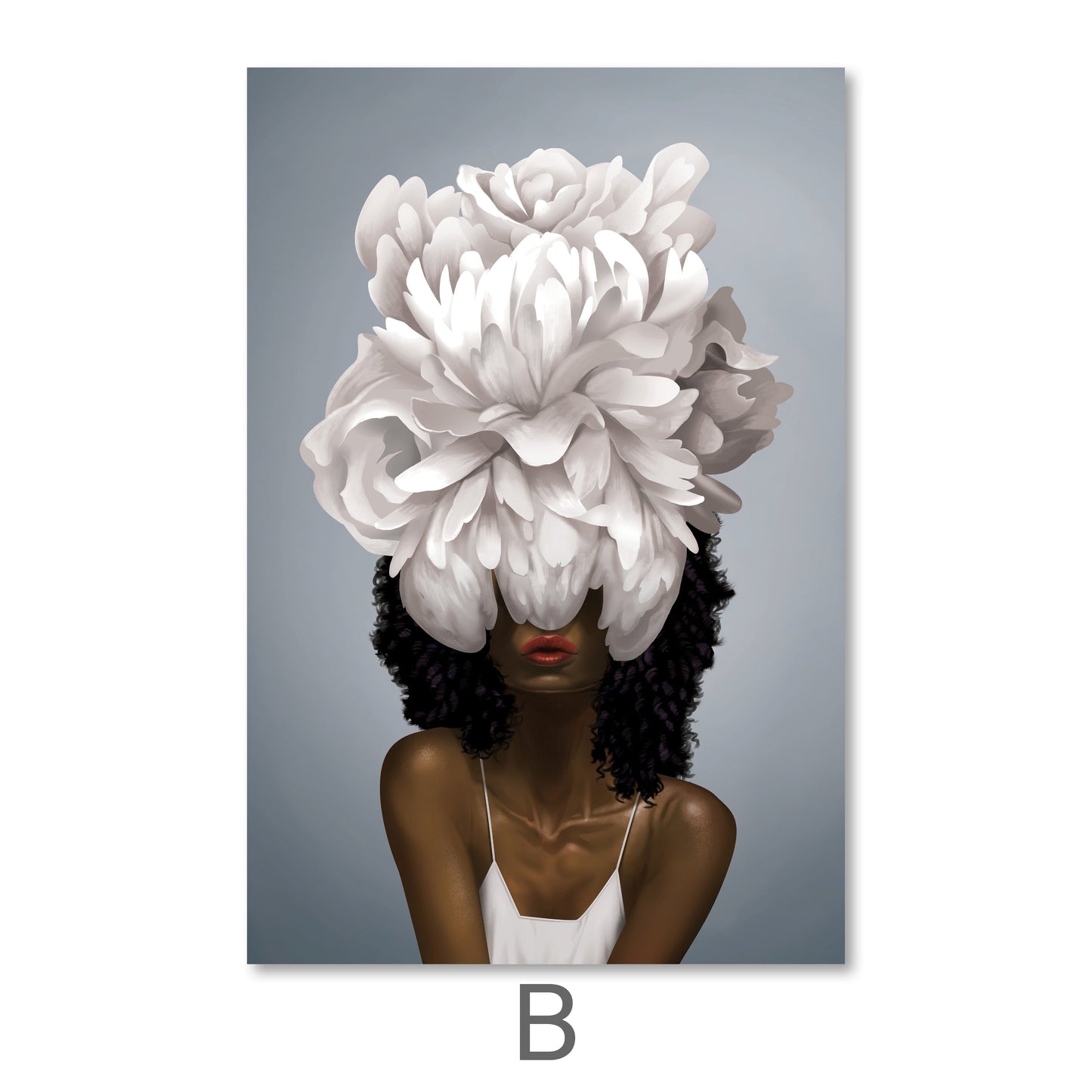 Stunning Floral Elegance: Oil Painting of Graceful Woman with Floral Headpiece