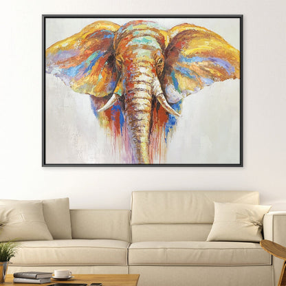 Vibrant Elephant Oil Painting - Colorful Abstract Wildlife Art for Home Decor