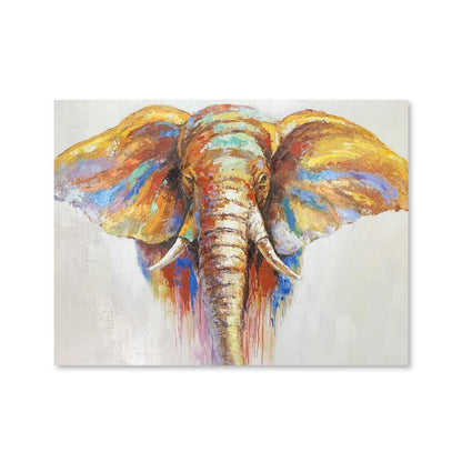 Vibrant Elephant Oil Painting - Colorful Abstract Wildlife Art for Home Decor