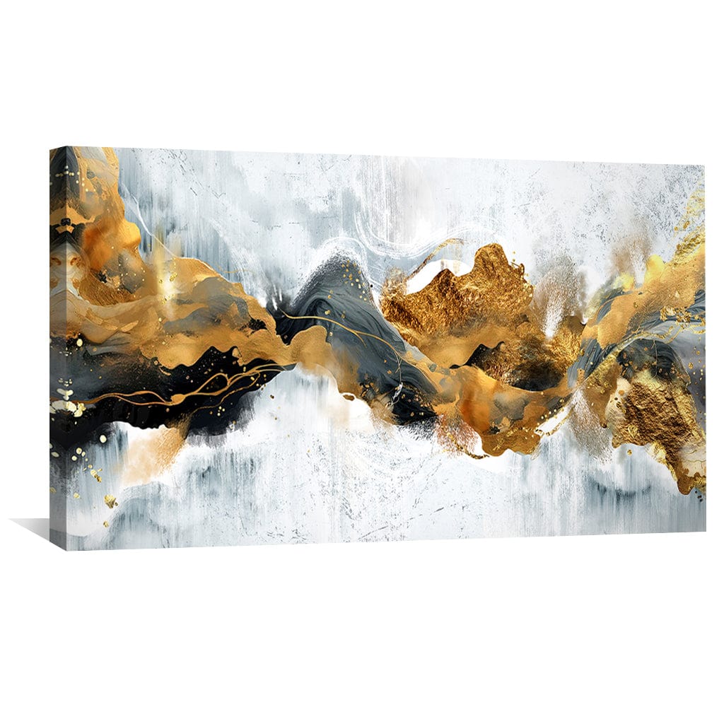 Abstract Gold and Blue Oil Painting for Elegant Home Decor