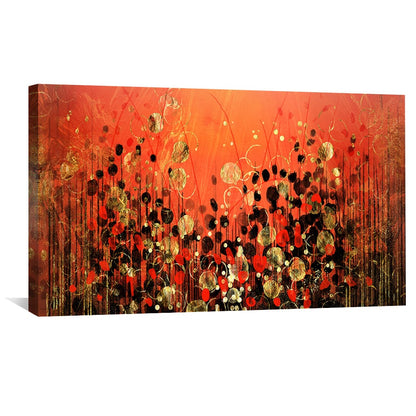 Vibrant Ember Abstract Floral Oil Painting for Modern Home Décor