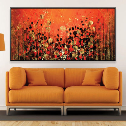 Vibrant Ember Abstract Floral Oil Painting for Modern Home Décor