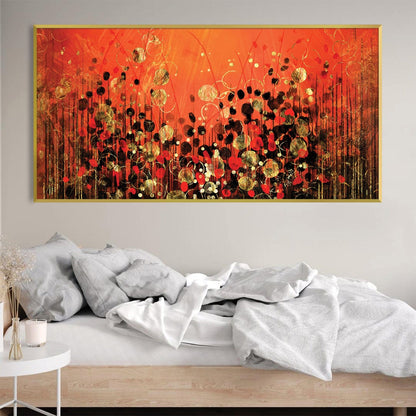 Vibrant Ember Abstract Floral Oil Painting for Modern Home Décor