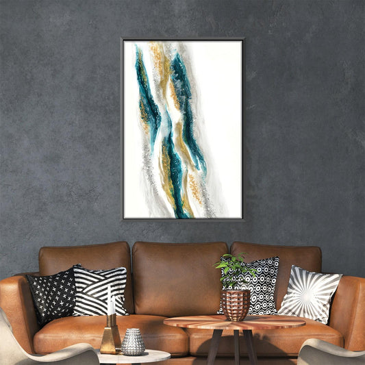 Stunning Emerald and Gold Abstract Oil Painting for Modern Home Decor