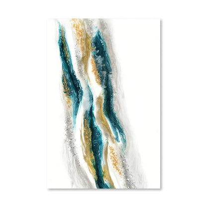 Stunning Emerald and Gold Abstract Oil Painting for Modern Home Decor