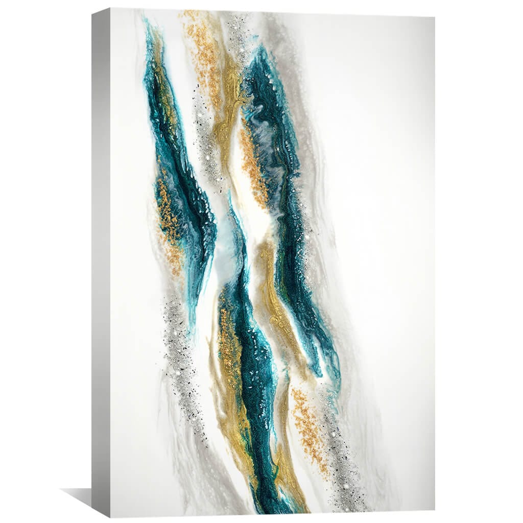 Stunning Emerald and Gold Abstract Oil Painting for Modern Home Decor