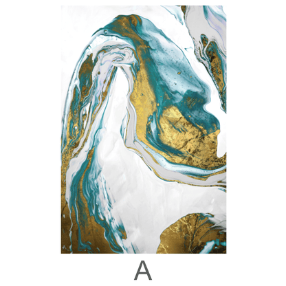 Abundant Emerald and Gold Abstract Oil Painting for Elegant Home Decor