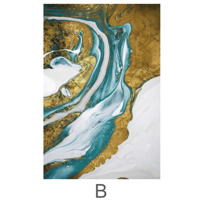 Abundant Emerald and Gold Abstract Oil Painting for Elegant Home Decor