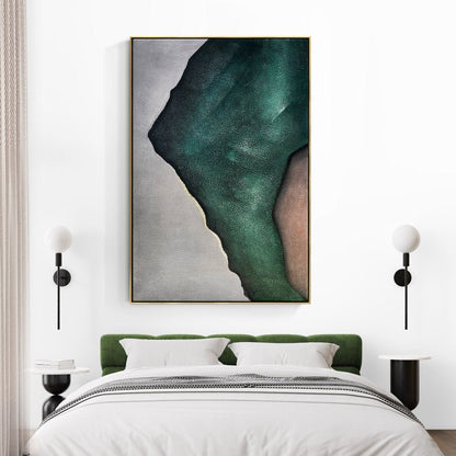 Abstract Emerald Landscape Oil Painting for Modern Home Decor