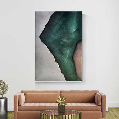 Abstract Emerald Landscape Oil Painting for Modern Home Decor