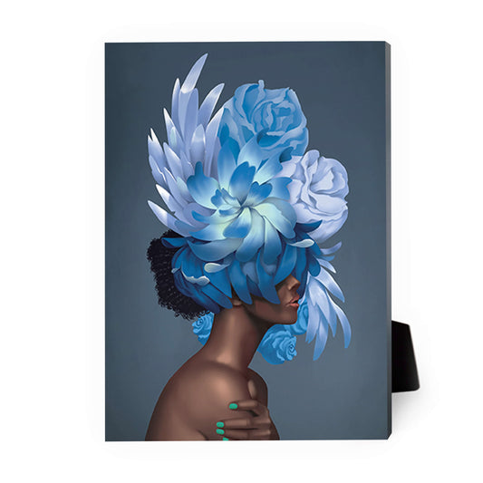 Empowered Woman Portrait with Vibrant Floral Headdress Oil Painting
