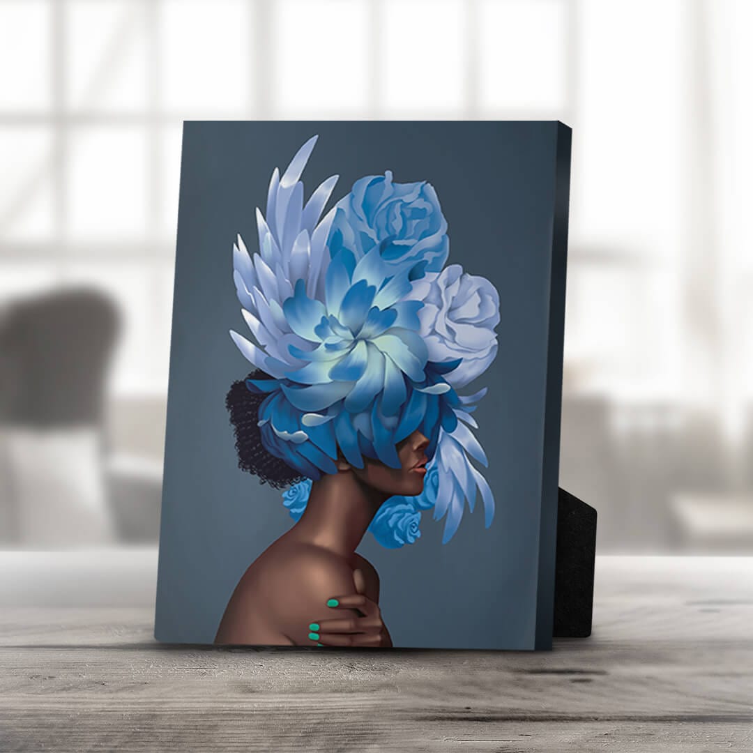 Empowered Woman Portrait with Vibrant Floral Headdress Oil Painting