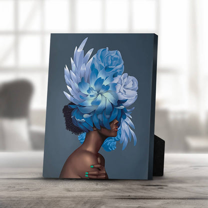 Empowered Woman Portrait with Vibrant Floral Headdress Oil Painting
