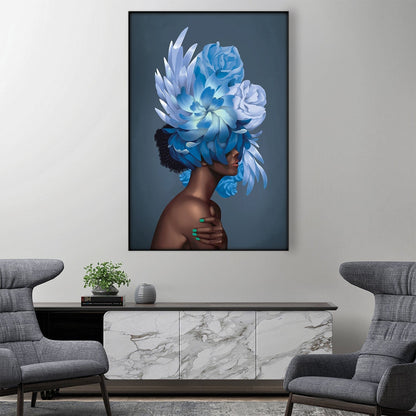 Empowered Woman with Floral Elegance - Stunning Oil Painting for Modern Decor