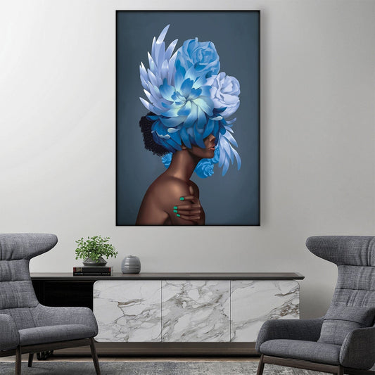 Empowered Woman with Floral Elegance - Stunning Oil Painting for Modern Decor