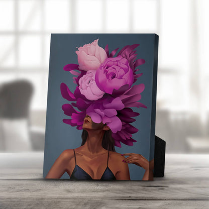 Floral Empowerment: Vibrant Woman with Blossoms Oil Painting