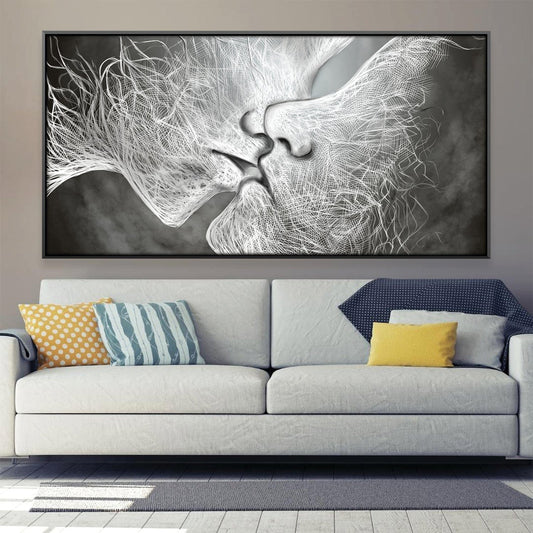 Whimsical Love: Modern Abstract Oil Painting for Elegant Home Decor