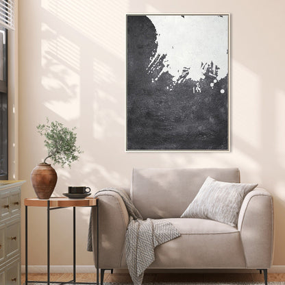 Dynamic Black and White Abstract Oil Painting for Modern Home Decor