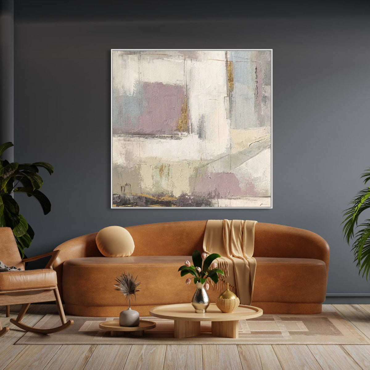 Abstract Serenity: Contemporary Oil Painting with Soft Pastels for Modern Decor