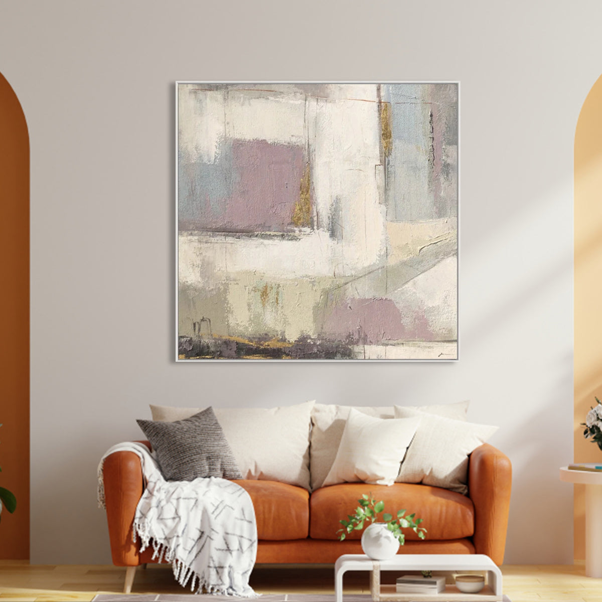 Abstract Serenity: Contemporary Oil Painting with Soft Pastels for Modern Decor