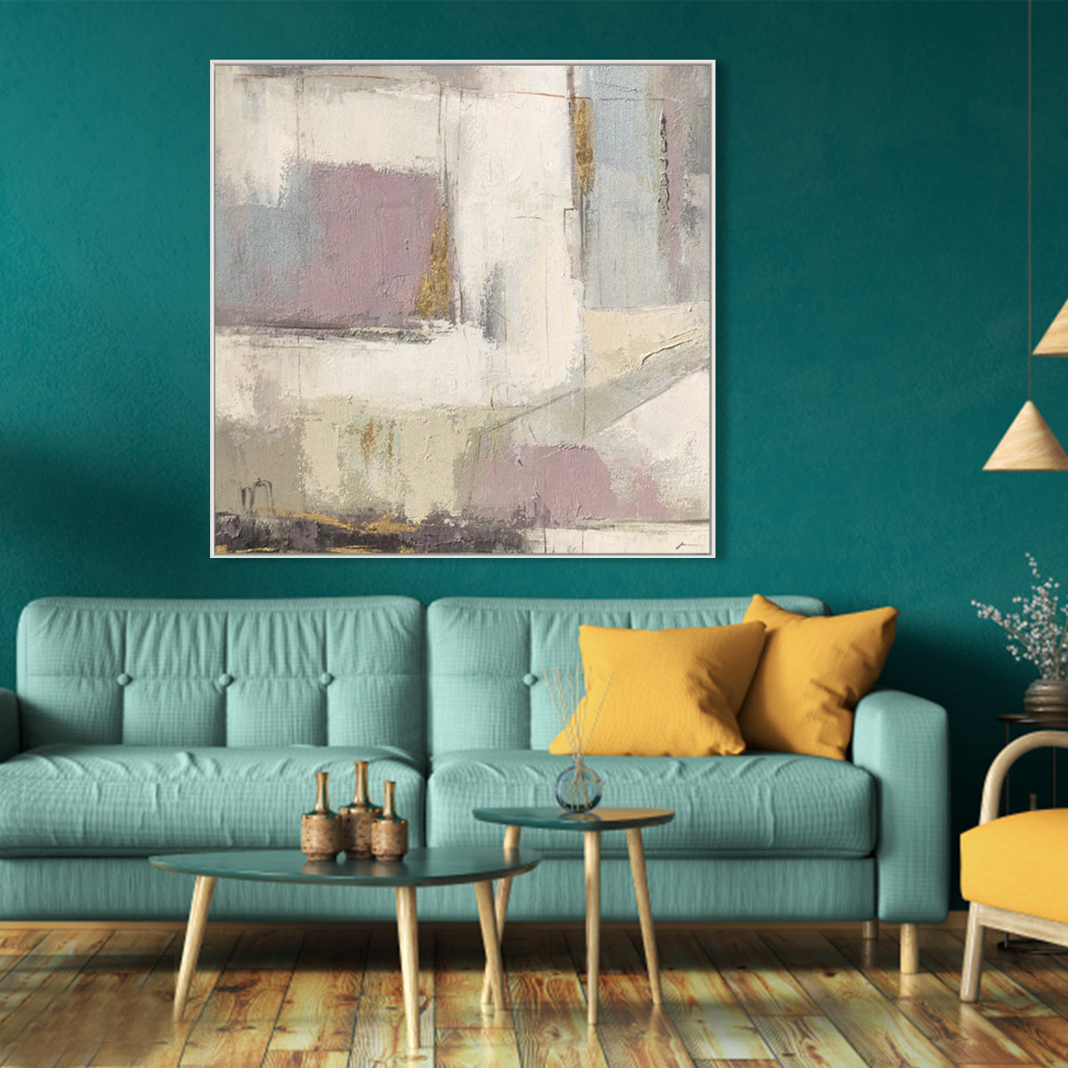 Abstract Serenity: Contemporary Oil Painting with Soft Pastels for Modern Decor