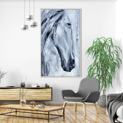 Majestic Grey Horse Oil Painting for Equine Art Lovers and Modern Decor