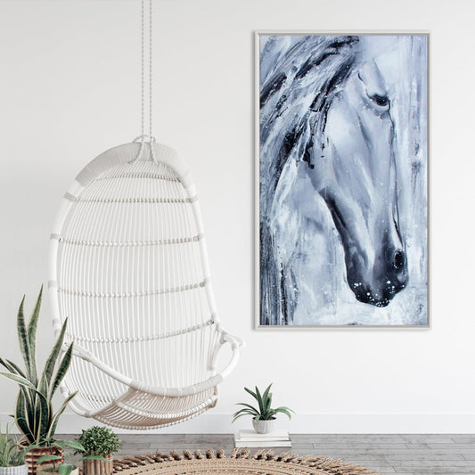 Majestic Grey Horse Oil Painting for Equine Art Lovers and Modern Decor