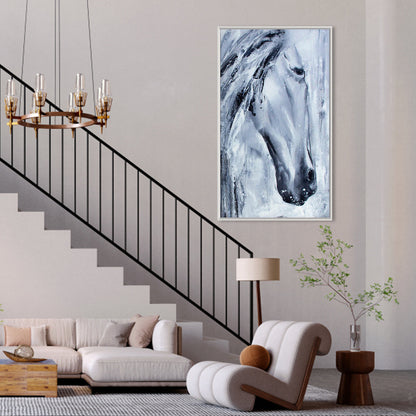 Majestic Grey Horse Oil Painting for Equine Art Lovers and Modern Decor