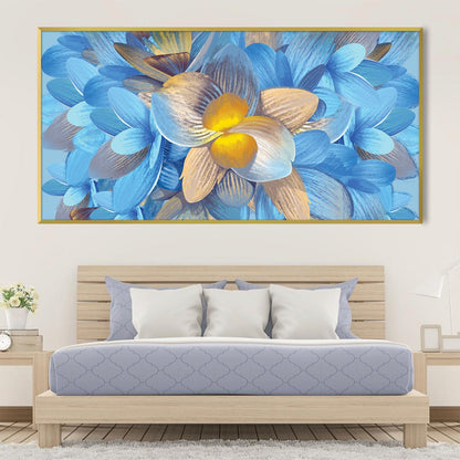 Vibrant Blue Floral Oil Painting for Modern Home Decor