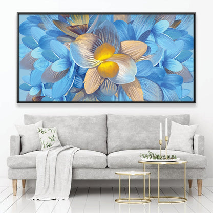 Vibrant Blue Floral Oil Painting for Modern Home Decor