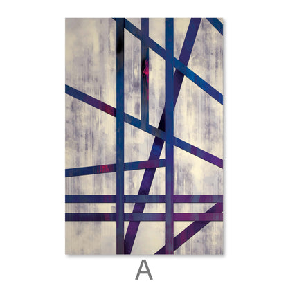 Abstract Geometric Canvas Art with Bold Lines and Vibrant Colors