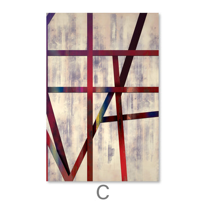 Abstract Geometric Canvas Art with Bold Lines and Vibrant Colors