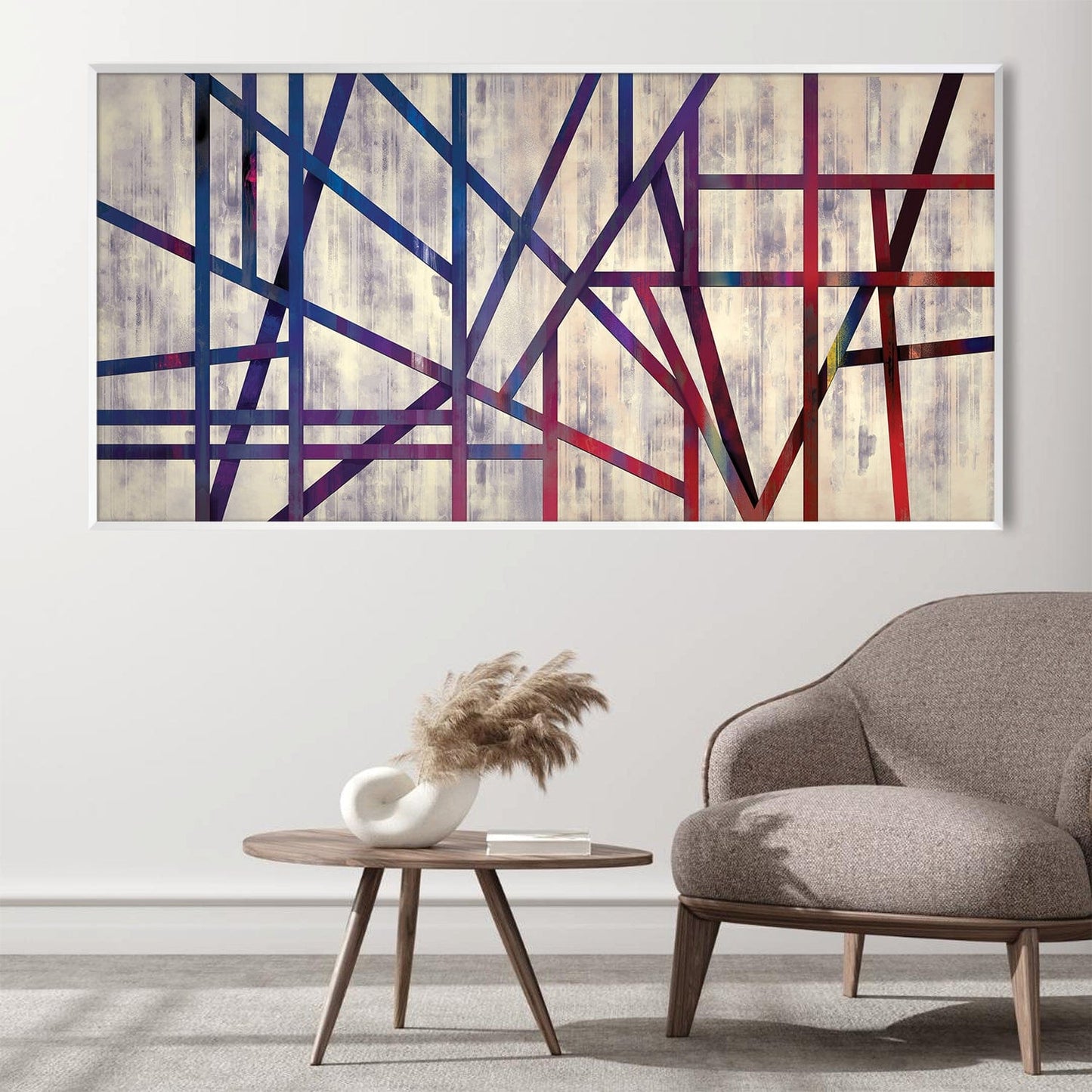 Abstract Lines Oil Painting - Modern Art for Contemporary Home Decor