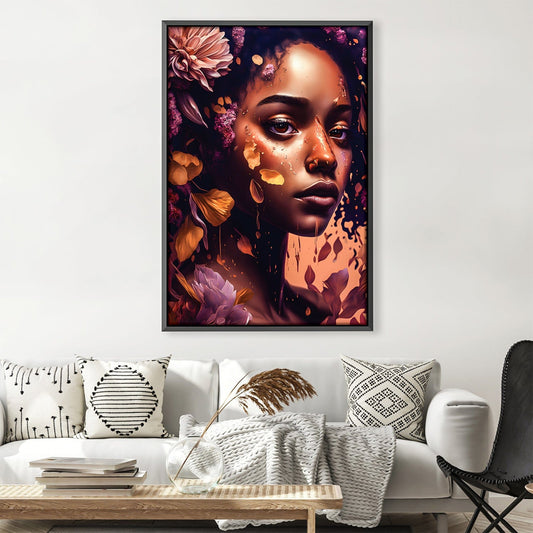 Radiant Beauty: Vibrant Oil Painting of a Woman Surrounded by Flowers