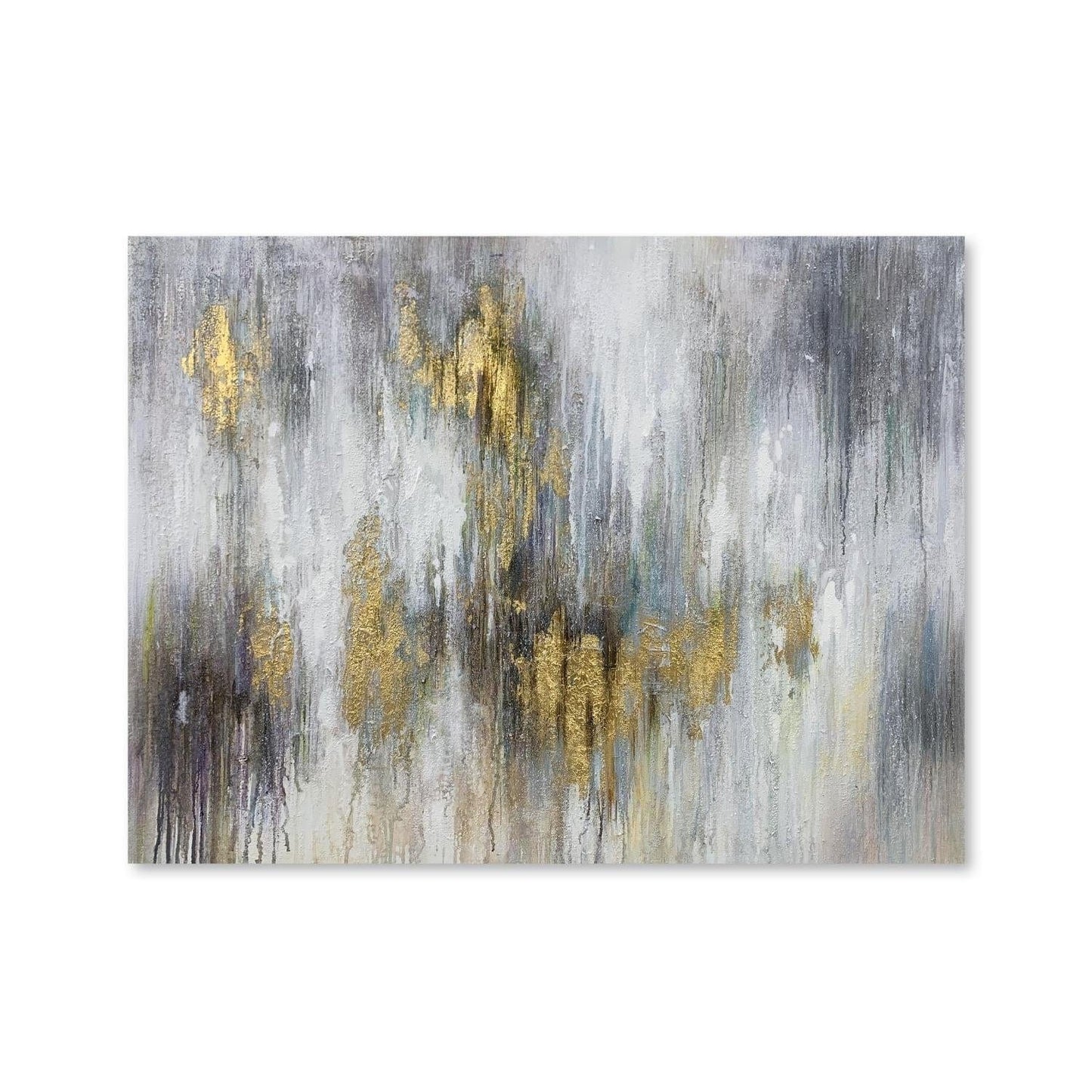 Abstract Gold and Silver Euphoria Oil Painting for Elegant Home Decor